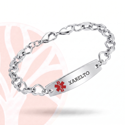 Fittershape Xarelto Medical Alert ID Bracelet – roestvrij staal voor dames