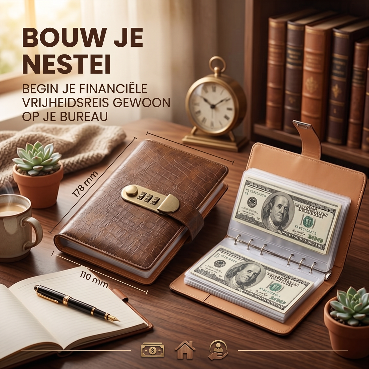 Fittershape Lockable Savings Notebook – met slot & spaardoelen