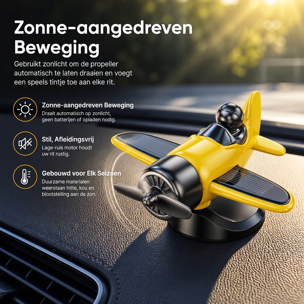 Fittershape Solar Vliegtuig Ornament – met draaiende propeller