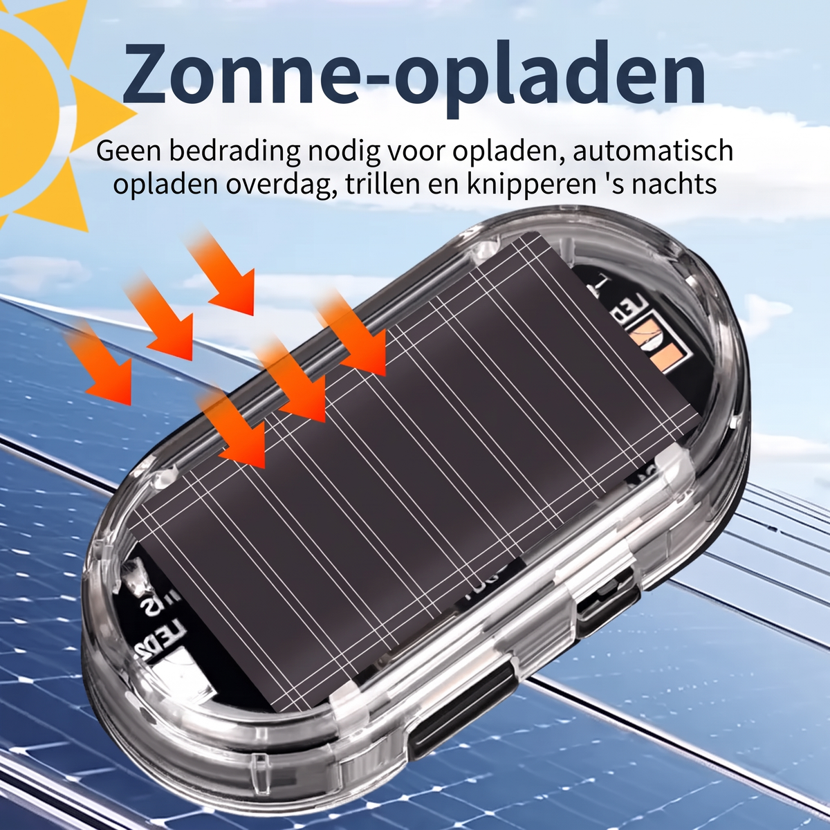 Fittershape Solar LED Nepautoalarm – met bewegingssensor