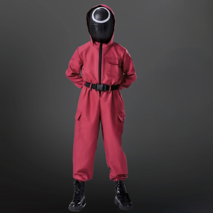 Squid Game Kostuum voor Kinderen – Rood Uniform met Masker