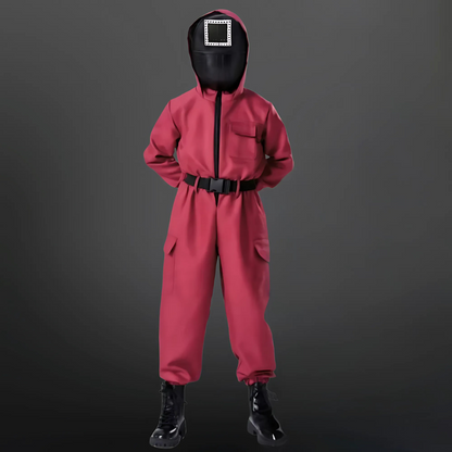 Squid Game Kostuum voor Kinderen – Rood Uniform met Masker