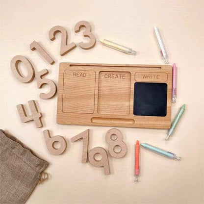 Houten Leerbord – Educatief – Voor Kinderen – Met Getallen en Krijt