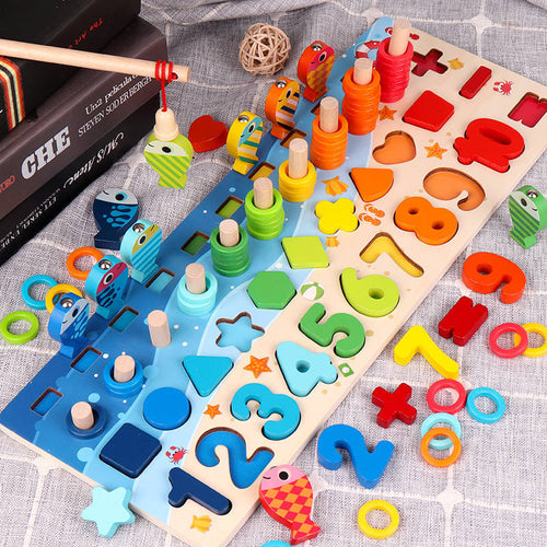 Educatief Houten Puzzelspel – Cijfers, Vormen en Dieren – Voor Kinderen