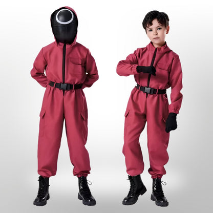 Squid Game Kostuum voor Kinderen – Rood Uniform met Masker