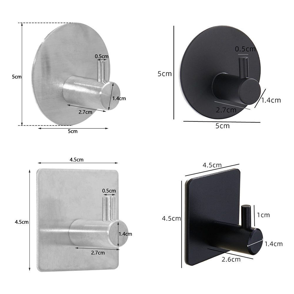 Muurhaken Set – Roestvrij staal – Voor badkamer en keuken