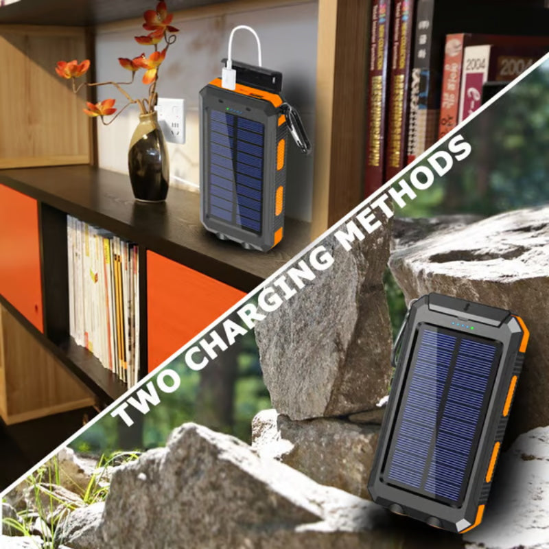 Solar Powerbank – Oplaadbaar – Met Zaklamp – Voor Buiten en Nood